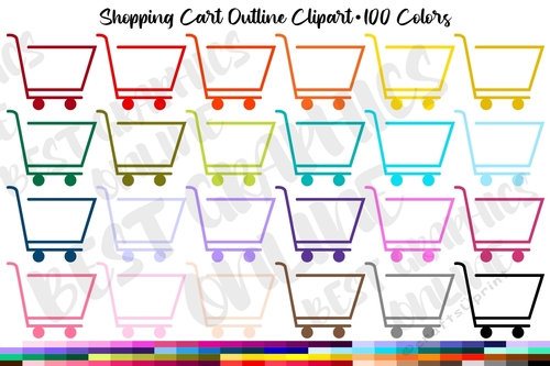 Shopping Cart Outline PNG Clipart Trolley Planner Stickers 