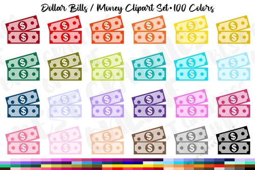 Dollar bills money clipart set, Currency bill clip art png