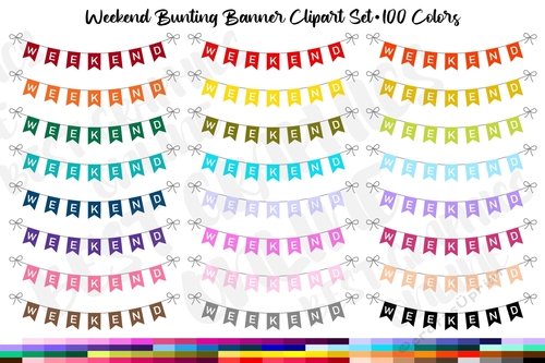 Weekend Bunting Banner Planner Clipart, Weekend Banners png