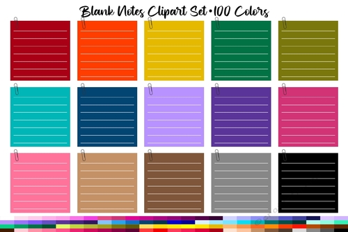 100 Blank notes clipart, Little post it notes clipart set 