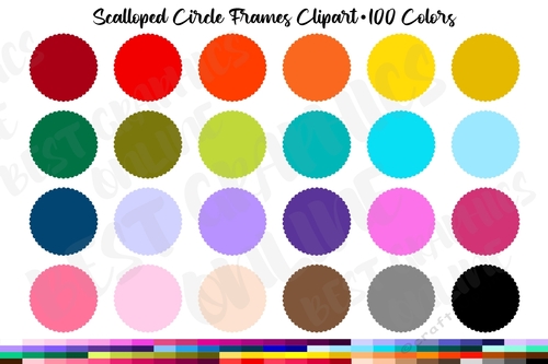 100 Scalloped Circle Frames Clipart, Circle Frame Clip Art