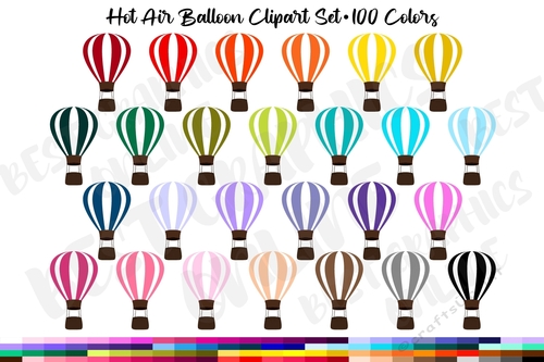 Hot air balloon planner clipart set Hot air balloons clipart 