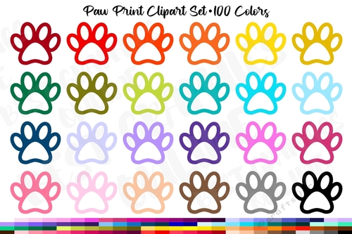 Paw Print Clipart, Dog Cat Pet Paw Print Planner Clipart Set 