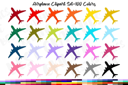 Airplane Clipart, Aeroplane Silhouette Clipart Graphics Set
