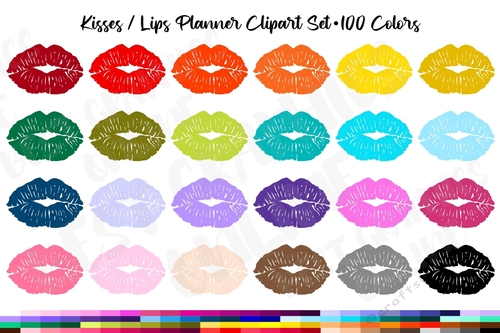 Lips Clipart Set, Kisses Planner Clipart, Valentines Day Clipart