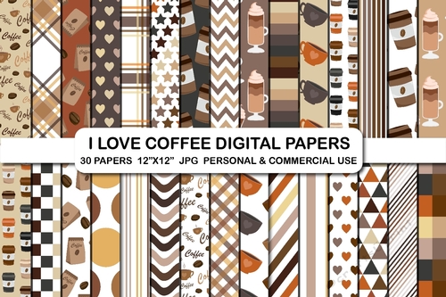 I love coffee digital background papers, Coffee backgrounds