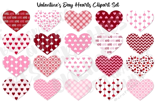 Valentines Day Hearts Clipart, Love Heart Clipart Set
