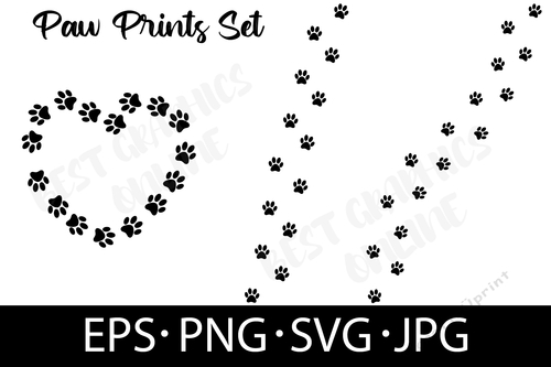 Paw Print EPS SVG PNG JPG Dog Paw Print Vector Graphic Paws 