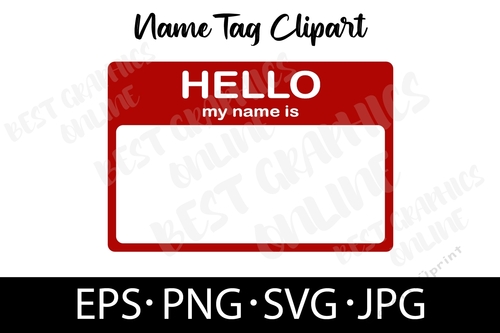 Name Tag EPS SVG PNG JPG  Hello my name is tags clipart
