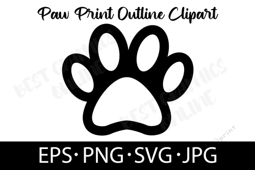 Paw Print Outline EPS SVG PNG JPG File Dog Paws Vector image