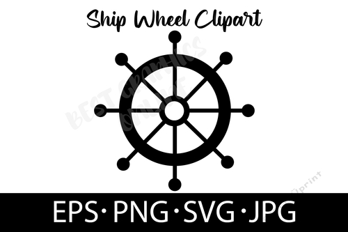 Ship Wheel Silhouette Vector EPS SVG PNG JPG Nautical SVG