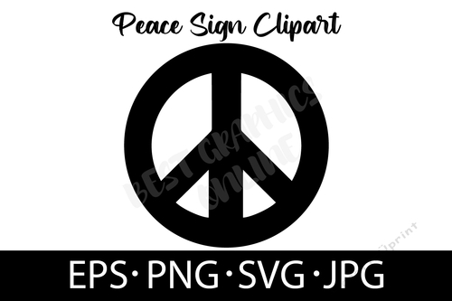 Peace Sign Silhouette Vector EPS SVG PNG JPG Love Hippie