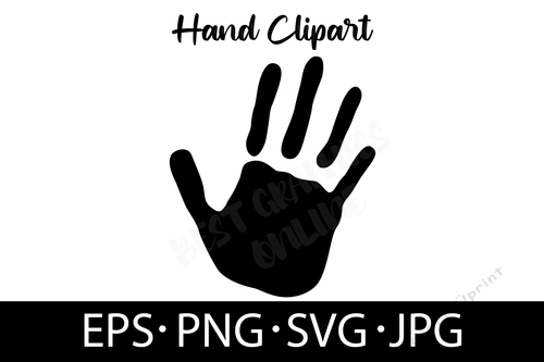 Hand Silhouette Vector EPS SVG PNG JPG Hand Print Cut File