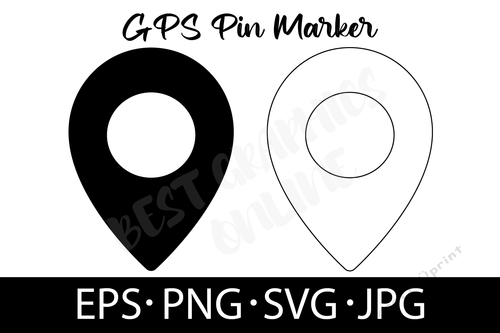SVG Pin Marker Cut File Map Point Location Vector Clipart