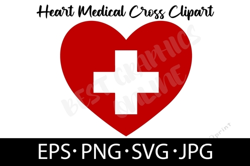 Medical Heart Red Cross Svg Hospital Vector Cut File