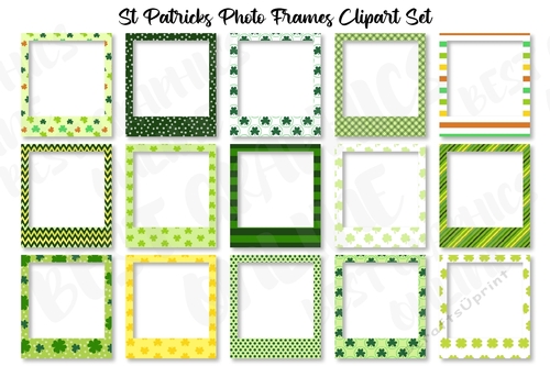 St Patricks Day Green Digital Photo Picture Photo Frame Set
