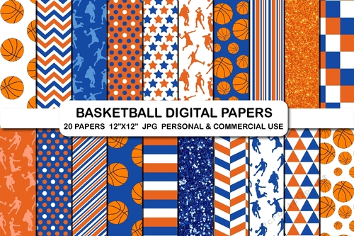 Basketball Sports Digital Background Papers Pattern Clipart 