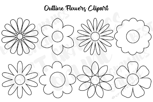 Outline flowers clipart, Flowers illustrations, Flower clipart PNG images, floral clipart
