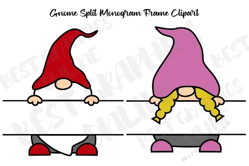 Gnome split monogram frame clipart. Gnomes monogram frames, Gnome clipart, Girl gnome