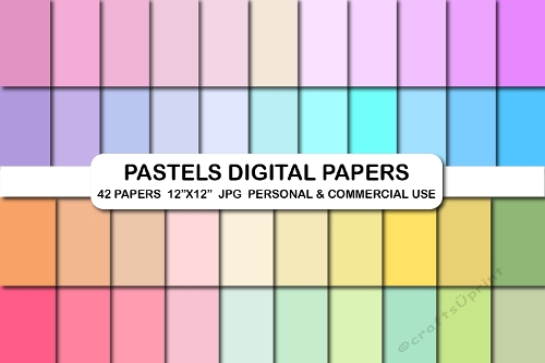 42 Pastel Color Digital Papers, Easter Colors Backgrounds PNG, Pastels Digital Pattern Paper Pack