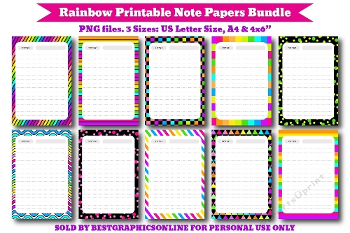 Rainbow Colors Note Paper Bundle, Rainbow Writing Papers Set 