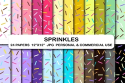Donut sprinkles digital papers, Donut digital paper, Sprinkles digital paper, Doughnut digital paper pack