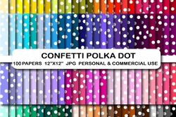 100 Confetti polka dots digital papers, Polka dot pattern digital paper pack