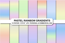 Pastel rainbow gradients digital papers Background papers 