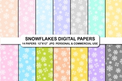 Christmas paper set, Christmas digital papers, Snowflakes digital papers