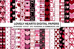 Hearts Valentines day digital papers Love Valentines day background pattern paper