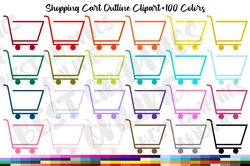 Shopping Cart Outline PNG Clipart Trolley Planner Stickers 