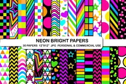 Neon Bright Digital Backgrounds Papers Bright 90s neon paper