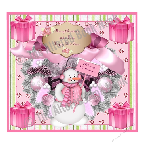 GC-5021 Tickled Pink Christmas DIY card kit