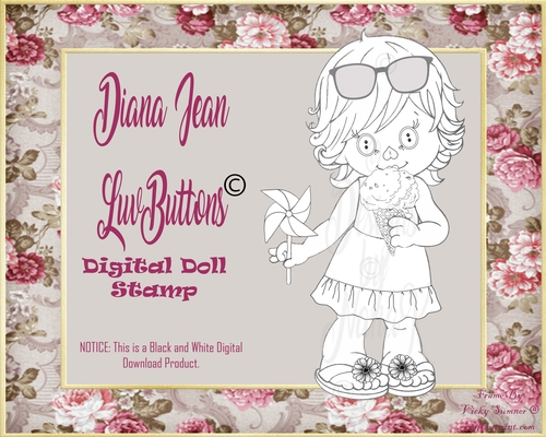 DDS-1020 Diana Jean   LuvButtons Digital Doll Stamp