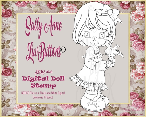 DDS-1026 Sally Ann LuvButtons Digital Doll Stamp