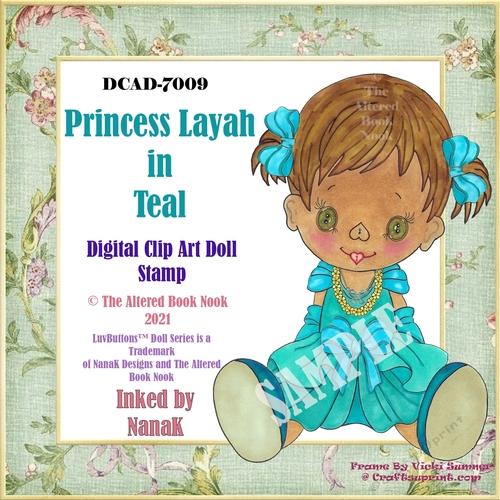 DCAD-7009 Princess Layah in Teal Digital Clipart Doll, Paper Doll,