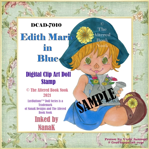 DCAD-7010 Edith Marie in Blue Digital Clipart Doll, Paper Doll