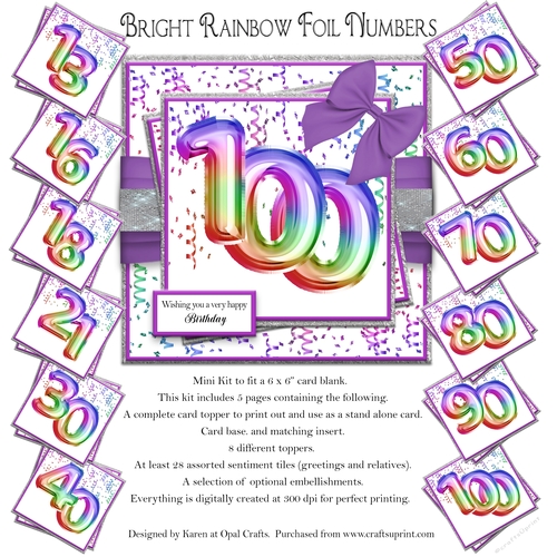 Bright Rainbow Foil Numbers