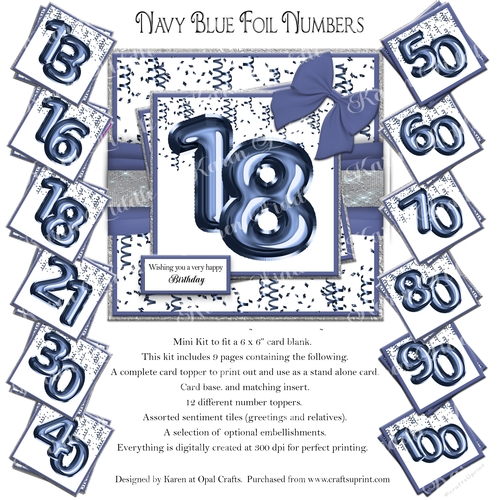 Navy Blue Foil Numbers