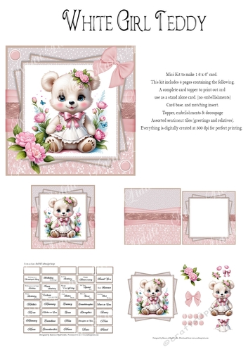 White/Pink Girly Teddy
