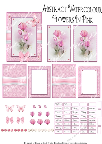 Abstract Watercolour Flowers In Pink
