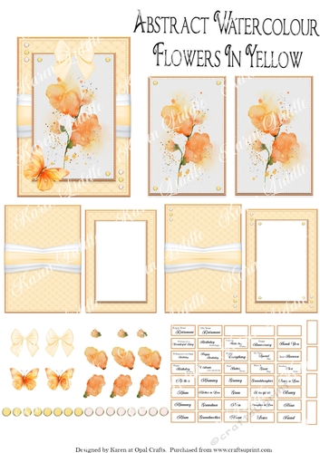 Abstract Watercolour Flowers In Yellow