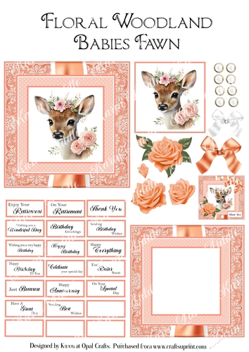 Floral Woodland Babies - Fawn