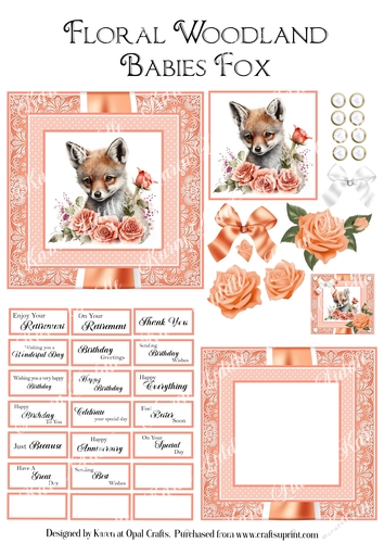 Floral Woodland Babies - Fox