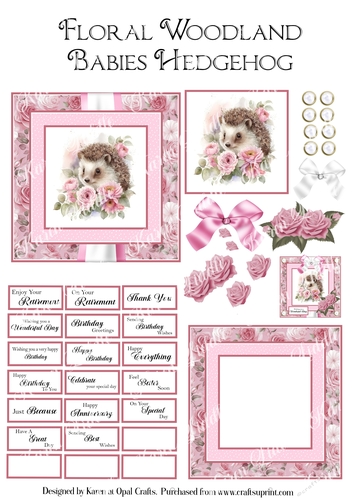 Floral Woodland Babies - Hedgehog
