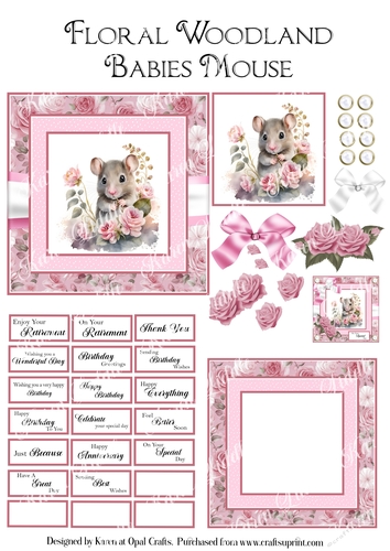 Floral Woodland Babies - Mouse