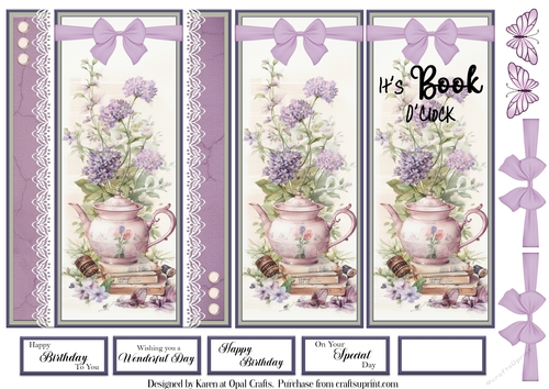 Teapot & Flowers Bookmark Card 1