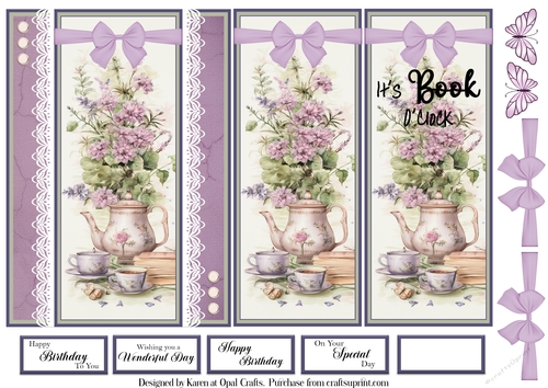 Teapot & Flowers Bookmark Card 2