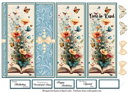Floral Books Bookmark Card 1