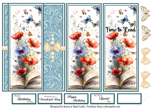 Floral Books Bookmark Card 4